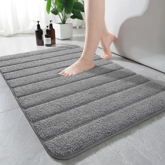 Softlife Absorbent Bathroom Rug Soft Microfiber Washable Bath Mat,24"x17",Grey