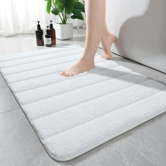 Softlife Absorbent Bathroom Rug Soft Microfiber Washable Bath Mat,24"x36",White