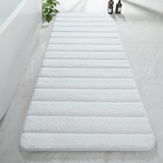 Softlife Absorbent Bathroom Rug Soft Microfiber Washable Bath Mat,24"x60",White