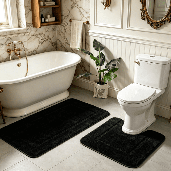 Softlife Bathroom Rug Sets 2 Pcs Absorbent Microfiber Washable Mats Dry Quickly Home Decor and Bath Room Accessories