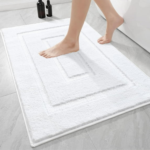 Softlife Bathroom Rug Soft Absorbent Microfiber Bathroom Rugs Washable Bath Mat,24"x36",White