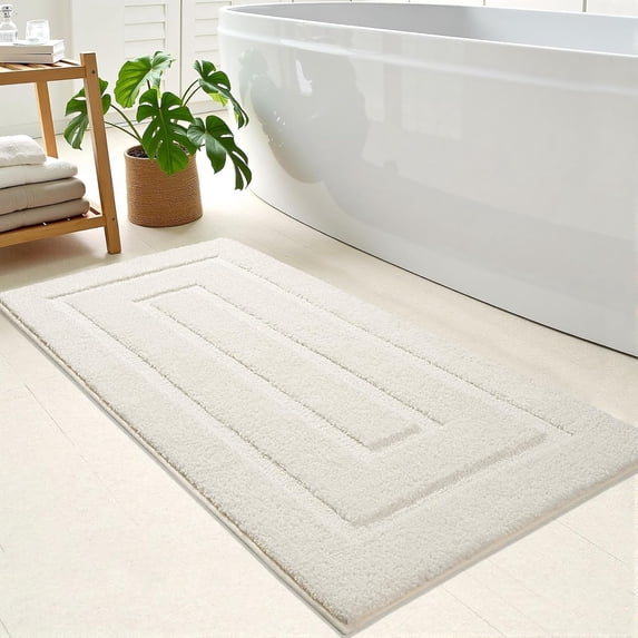 Softlife Bathroom Rug Soft Absorbent Microfiber Bathroom Rugs Washable Bath Mat,24"x54",Ivory White