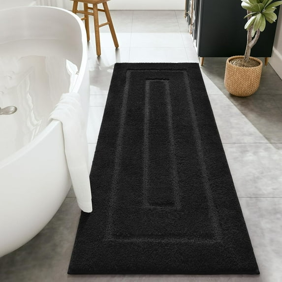 Softlife Bathroom Rug Soft Absorbent Microfiber Bathroom Rugs Washable Bath Mat,24"x70",Black
