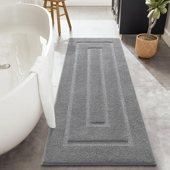 Softlife Bathroom Rug Soft Absorbent Microfiber Bathroom Rugs Washable Bath Mat,24"x70",Gray