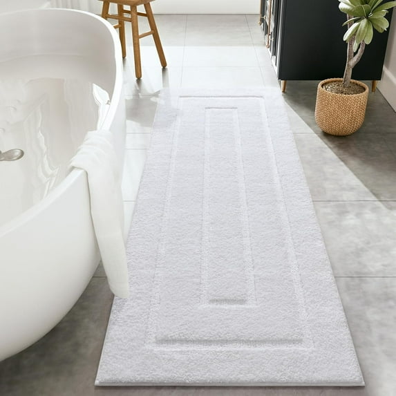 Softlife Bathroom Rug Soft Absorbent Microfiber Bathroom Rugs Washable Bath Mat,24"x70",White