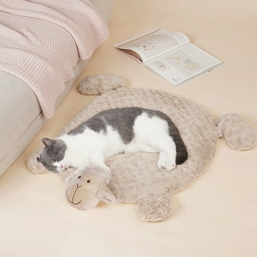 Softlife Cat Bed & Calming Puppy Bed, Anti-Anxiety Bed for Small Dog and Kitten, 27.6" x 23.6" , Brown Sheep