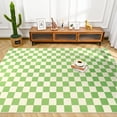thumbnail image 1 of Softlife Classic Milk Flannel Checkered Rug for Living Room, 6' x 9', Green & Beige, 1 of 7