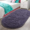 thumbnail image 1 of Softlife Cute Fluffy Oval Rug for Bedroom Soft Carpet, 2.6' x 5.3' , Gray Purple, 1 of 7