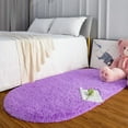 thumbnail image 1 of Softlife Cute Fluffy Oval Rug for Bedroom Soft Carpet, 2.6' x 5.3' , Purple, 1 of 8