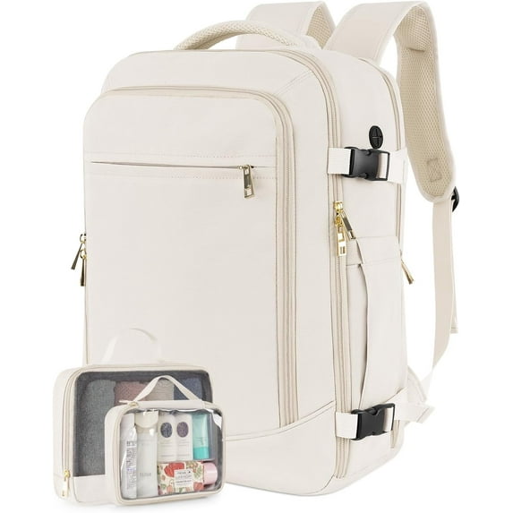 Softlife Durable Extra Large 40L Travel Backpack Casual Daypack, Beige