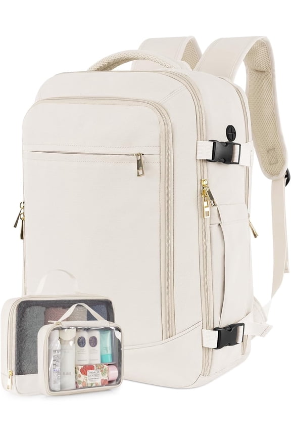 Durable Extra Large 40L Travel Backpack Casual Daypack, Beige