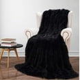 thumbnail image 1 of Softlife Extra Soft Faux Fur Throw Blanket with Sherpa Warm Underside, 50"x60" , Black, 1 of 7