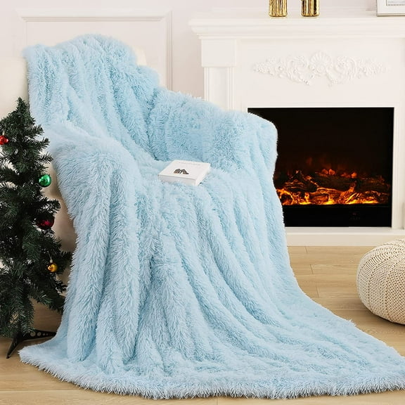 Softlife Extra Soft Faux Fur Throw Blanket with Sherpa Warm Underside, 50"x60" , Sky Blue