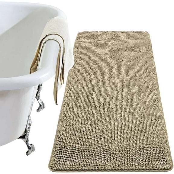 Softlife Luxury Soft Bathroom Non-Slip Rug Shaggy Bath Mat,20"x32",Camel