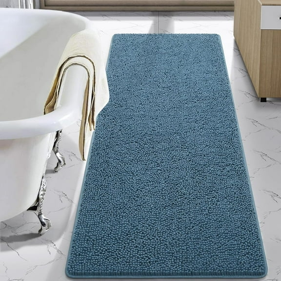 Softlife Luxury Soft Bathroom Non-Slip Rug Shaggy Bath Mat,24"x17",Cobalt blue