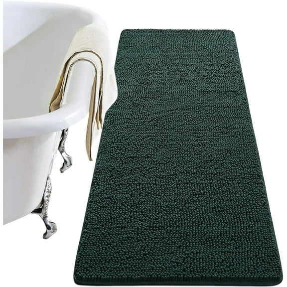 Softlife Luxury Soft Bathroom Non-Slip Rug Shaggy Bath Mat,24"x17",Dark Green
