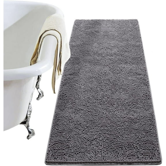 Softlife Luxury Soft Bathroom Non-Slip Rug Shaggy Bath Mat,24"x17",Gray