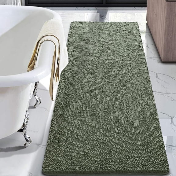 Softlife Luxury Soft Bathroom Non-Slip Rug Shaggy Bath Mat,24"x36",Gray Green