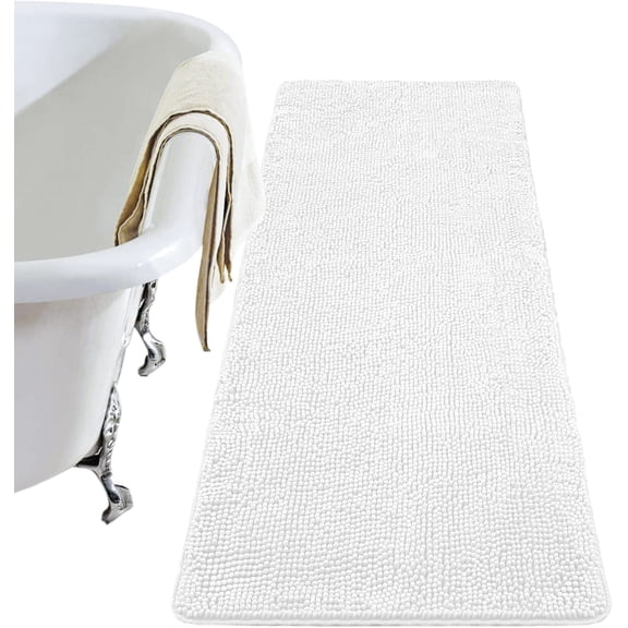 Softlife Luxury Soft Bathroom Non-Slip Rug Shaggy Bath Mat,24"x48",White
