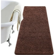 Softlife Luxury Soft Bathroom Non-Slip Rug Shaggy Bath Mat,24"x60",Coffee