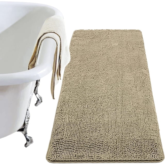 Softlife Luxury Soft Bathroom Non-Slip Rug Shaggy Bath Mat,24"x71",Camel