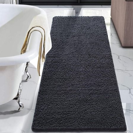 Softlife Luxury Soft Bathroom Non-Slip Rug Shaggy Bath Mat,24"x71",Dark Gray