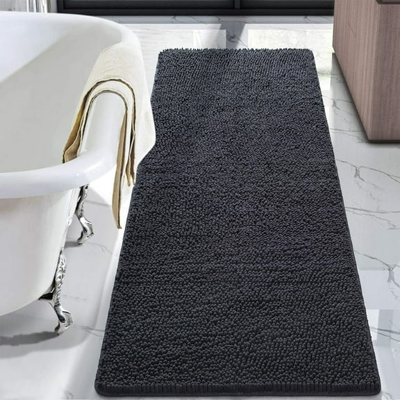 Softlife Luxury Soft Bathroom Non-Slip Rug Shaggy Bath Mat,24"x71",Dark Gray