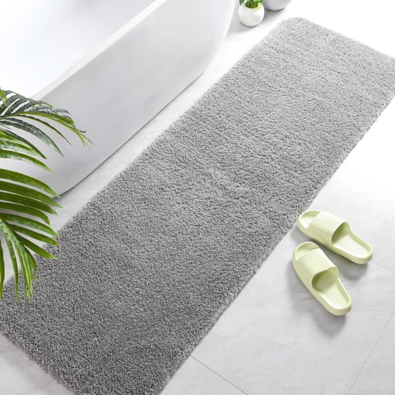 Softlife Absorbent Bathroom Rugs Microfiber Non Slip Bath Mat for Bathroom Soft Shaggy Rug,54"x24",Gray