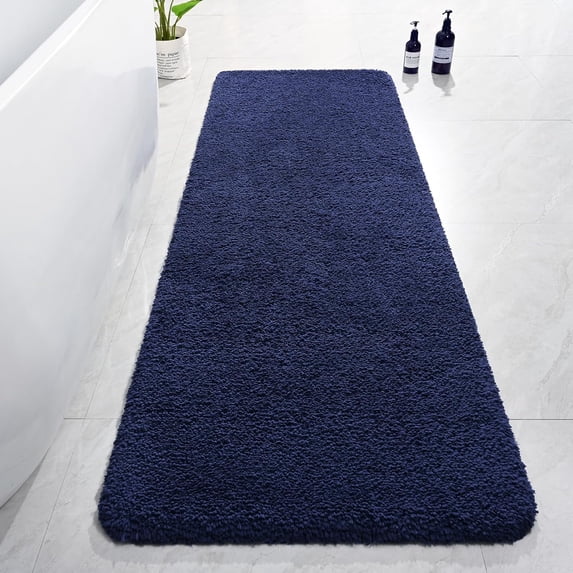 Softlife Absorbent Bathroom Rugs Microfiber Non Slip Bath Mat for Bathroom Soft Shaggy Rug,71"x24",Navy