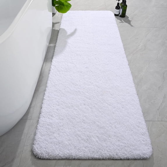 Softlife Absorbent Bathroom Rugs Microfiber Non Slip Bath Mat for Bathroom Soft Shaggy Rug,71"x24",White