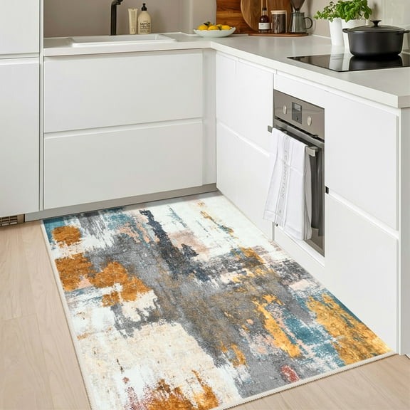 Softlife Modern Abstract Contemporary Faux Wool Area Rug, 2' x 3', Beige
