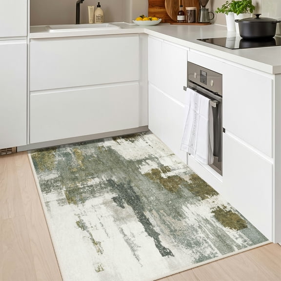 Softlife Modern Abstract Contemporary Faux Wool Area Rug, 2' x 3', Green