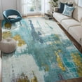 thumbnail image 1 of Softlife Modern Abstract Contemporary Faux Wool Area Rug, 5' x 7', Blue, 1 of 7