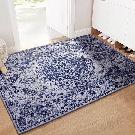 Softlife Oriental Traditional Area Rug for Living Room Durable Washable Persian Carpet Non Slip Boho Rugs for Bedroom, 2'x3', Blue