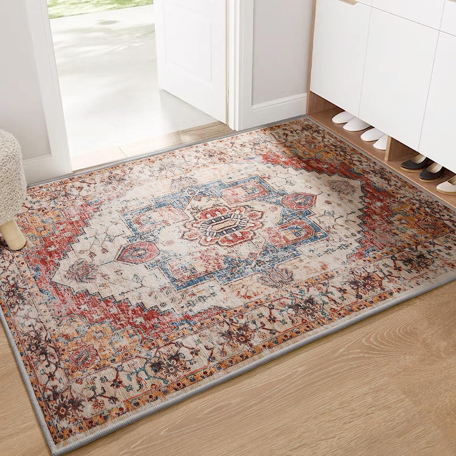 Softlife Oriental Traditional Area Rug for Living Room Durable Washable Persian Carpet Non Slip Boho Rugs for Bedroom, 2'x3', Orange