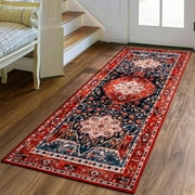 Softlife Oriental Traditional Area Rug for Living Room Durable Washable Persian Carpet Non Slip Boho Rugs for Bedroom, 2x6, Red