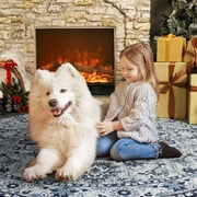 Softlife Oriental Traditional Area Rug for Living Room Durable Washable Persian Carpet Non Slip Boho Rugs for Bedroom,4'x4', Blue