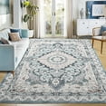 thumbnail image 1 of Softlife Retro Distressed Medallion Faux Wool Area Rug, 8' x 10', Blue, 1 of 9