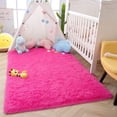 thumbnail image 1 of Softlife Stylish Soft Shaggy Velvet Carpet for Living Room Bedroom, Fluffy Area Rugs,3'x5',Deep Pink, 1 of 6