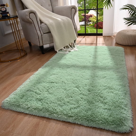 Softlife Stylish Soft Shaggy Velvet Carpet for Living Room/Bedroom, Fluffy Area Rugs,5'x8',Mustard Green