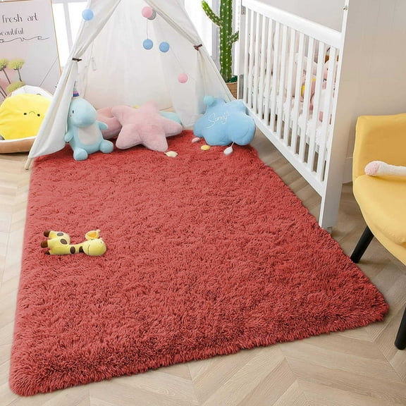 Softlife Stylish Soft Shaggy Velvet Carpet for Living Room/Bedroom, Fluffy Rugs,3' x 5',Cokered