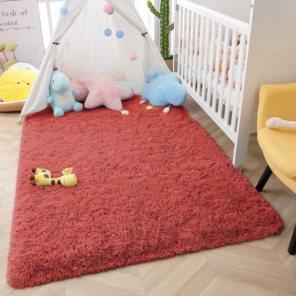 Softlife Stylish Soft Shaggy Velvet Carpet for Living Room/Bedroom, Fluffy Rugs,3' x 5',Cokered