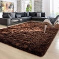 thumbnail image 1 of Softlife Stylish Soft Shaggy Velvet Carpet for Living Room/Bedroom, Fluffy Rugs, 4' x 6' , Coffee, 1 of 7