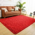 thumbnail image 1 of Softlife Stylish Soft Shaggy Velvet Carpet for Living Room/Bedroom, Fluffy Rugs,6' x 9',Fire Red, 1 of 7