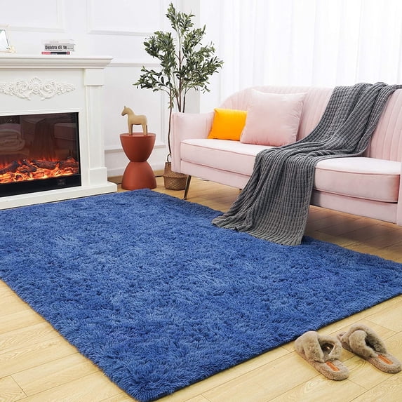 Softlife Super Fluffy Rugs Ultra Soft Shag Rug for Bedroom Living Room,6'x9',Light Navy