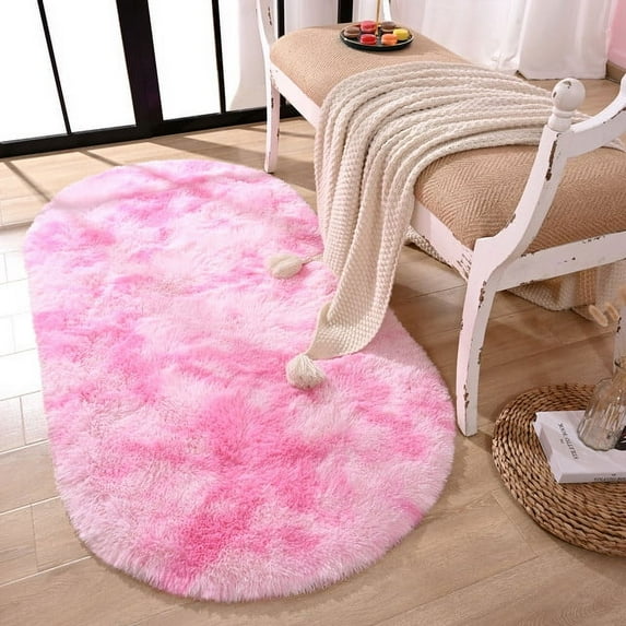 Softlife Super Soft Plush Tie Dye Velvet Rugs for Home Decor,Fluffy carpet For Living Room,Bedroom,Kids Room,2.6'x5.3',Pink
