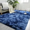 thumbnail image 1 of Softlife Super Soft Plush Tie Dye Velvet Rugs for Home Decor,Fluffy carpet For Living Room,Bedroom,Kids Room,4' x 6',Light Navy, 1 of 7
