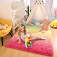 thumbnail image 1 of Softlife Super Soft Plush Tie Dye Velvet Rugs for Home Decor,Fluffy carpet For Living Room,Bedroom,4'x6',Gradient Green Pink, 1 of 7
