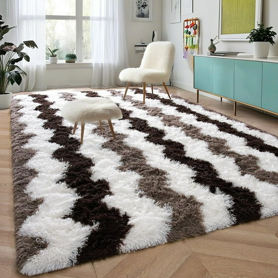 Softlife Super Soft Rug For Living Room Fluffy Rugs For Dorm Room Cute Plush carpet For Bedroom,6' x 9',Stripe