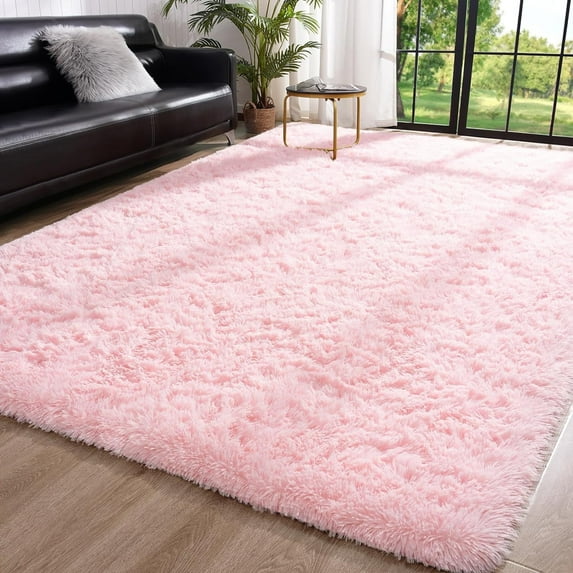 Softlife Super Soft Rug For Living Room Fluffy Rugs For Dorm Room Cute Plush carpet For Bedroom,8' x 10',Pink
